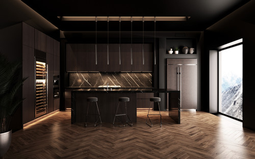 Beautiful Dark KItchen with Dark Quartz