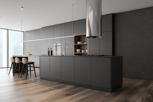 Beautiful Dark Kitchen Lacquer Cabinets with Dark Counter (1)